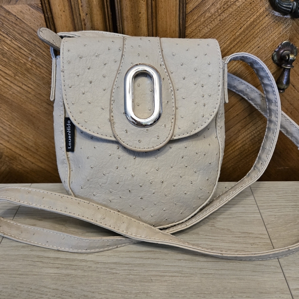 LouenHide Leather Crossbody Ostrich Texture EUC